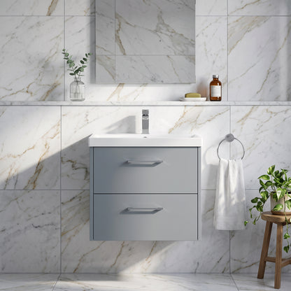 Fairford Anika 600mm Matt Grey 2 Drawer Wall Hung Vanity Unit