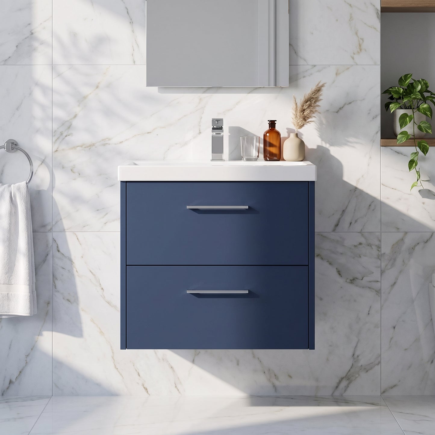 Fairford Anika 600mm Matt Blue 2 Drawer Wall Hung Vanity Unit