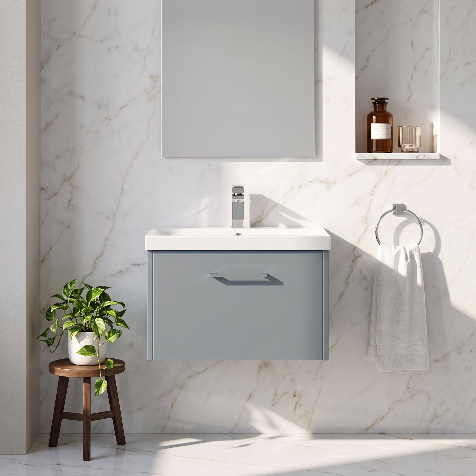 Fairford Anika 600mm Matt Grey 1 Drawer Wall Hung Vanity Unit