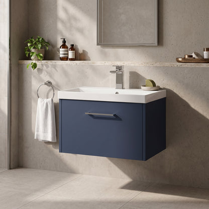 Fairford Anika 600mm Matt Blue 1 Drawer Wall Hung Vanity Unit