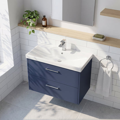 Fairford Anika 800mm Matt Blue 2 Drawer Wall Hung Vanity Unit