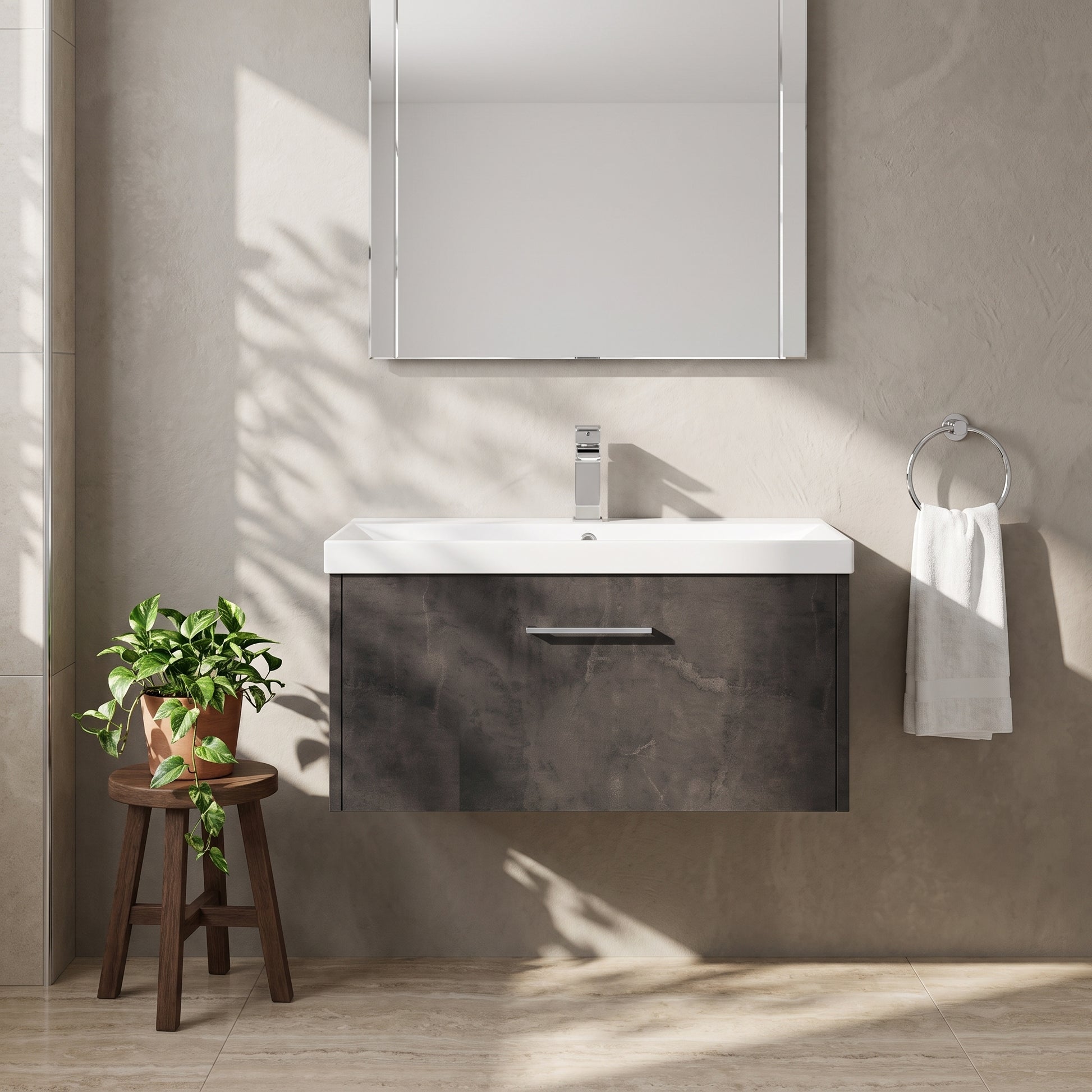 Fairford Anika 800mm Matt Slate 1 Drawer Wall Hung Vanity Unit