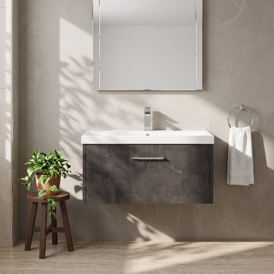 Fairford Anika 800mm Matt Slate 1 Drawer Wall Hung Vanity Unit