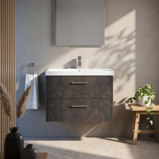 Fairford Anika 800mm Matt Slate 2 Drawer Wall Hung Vanity Unit
