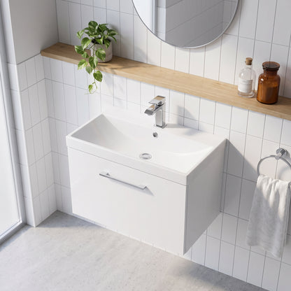 Fairford Aspri 600mm Gloss White Wall Hung Vanity Unit, 40mm Basin