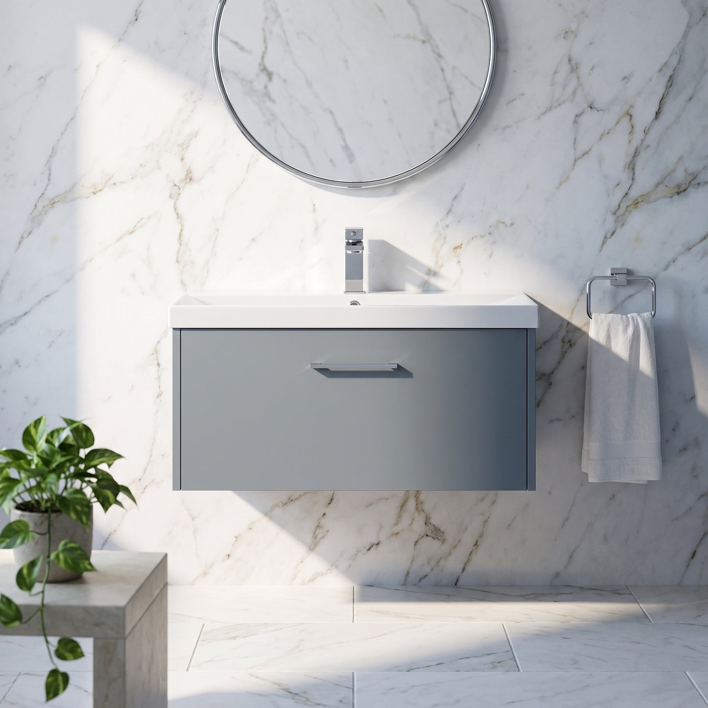 Fairford Anika 800mm Matt Grey 1 Drawer Wall Hung Vanity Unit