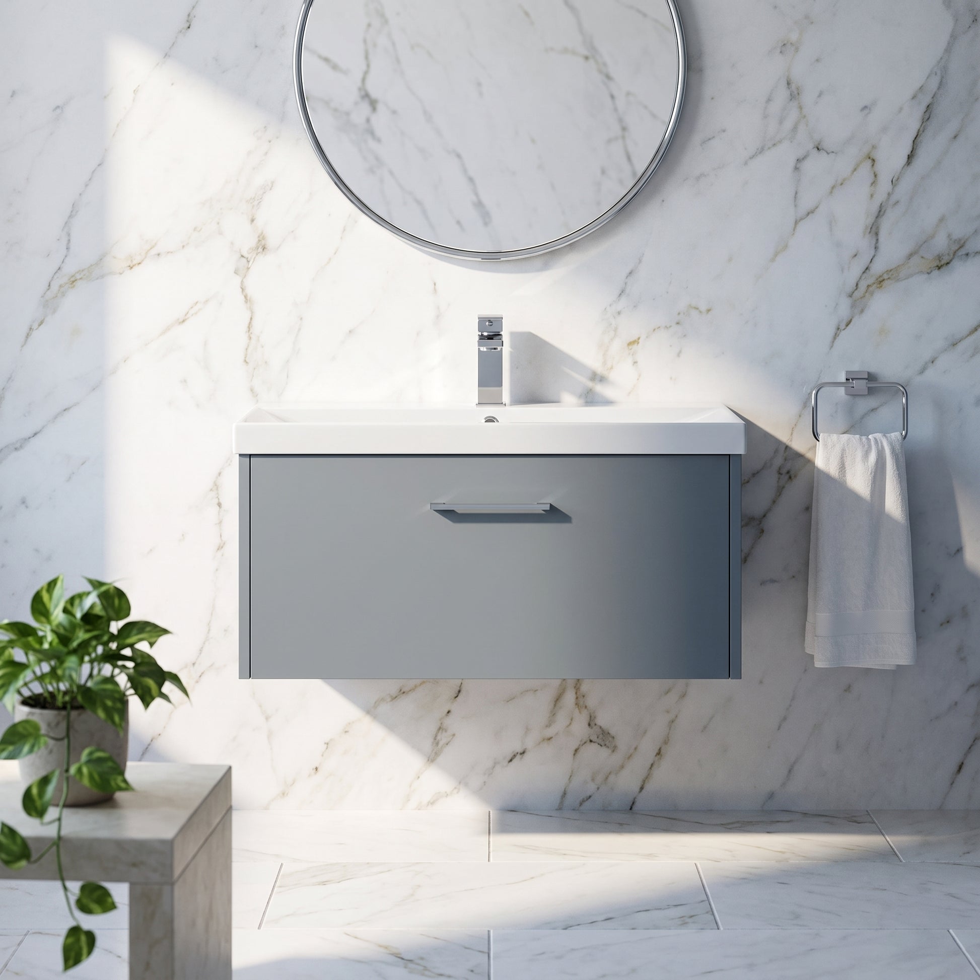 Fairford Anika 800mm Matt Grey 1 Drawer Wall Hung Vanity Unit