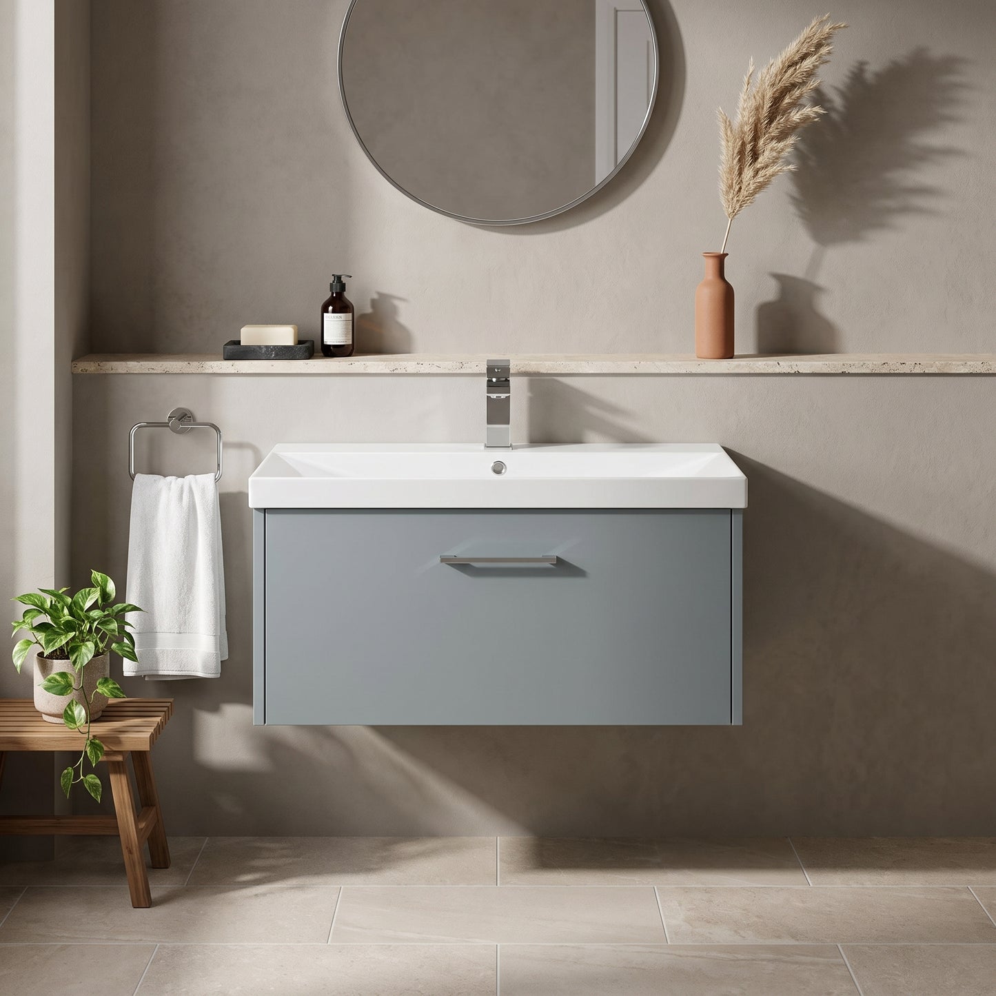 Fairford Anika 800mm Matt Grey 1 Drawer Wall Hung Vanity Unit