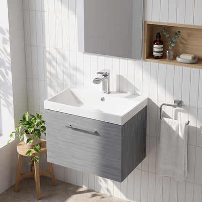 Fairford Aspri 600mm Anthracite Wall Hung Vanity Unit, 40mm Basin