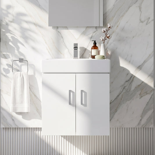 Fairford Arlo Gloss White 450mm Wall Hung Vanity Unit