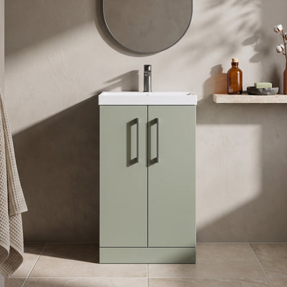 Fairford Aspri 2 500mm Satin Green Floor Standing Vanity Unit