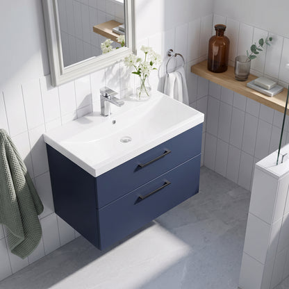 Fairford Aspri 800mm Midnight Blue 2-Drawer Wall Hung Vanity Unit