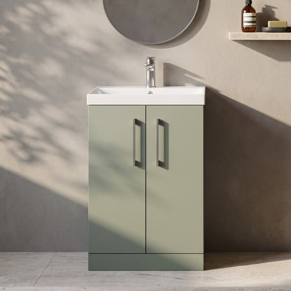 Fairford Aspri 2 500mm Satin Green Floor Standing Vanity Unit