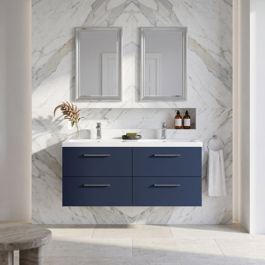 Fairford Aspri Midnight Blue 1200mm 4 Drawer Wall Hung Vanity Unit