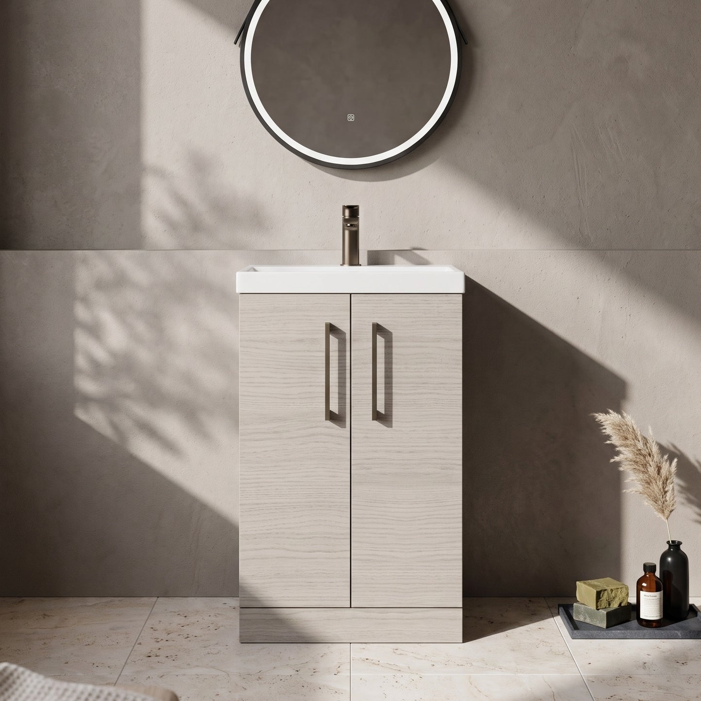 Fairford Aspri 2 500mm Solace Oak Floor Standing Vanity Unit