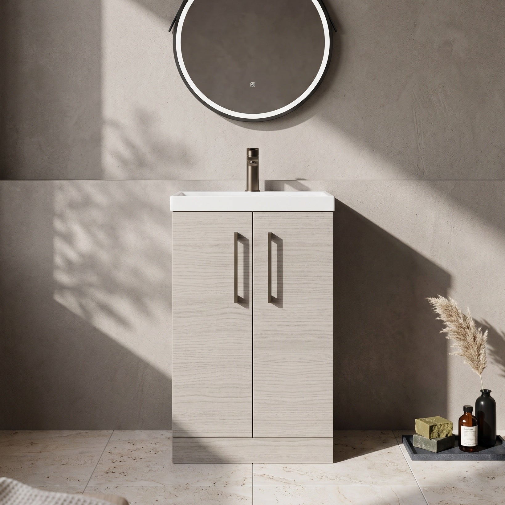 Fairford Aspri 2 500mm Solace Oak Floor Standing Vanity Unit