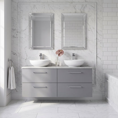 Fairford Aspri Satin Grey 1200mm 4 Drawer Wall Hung Vanity Unit with Worktop