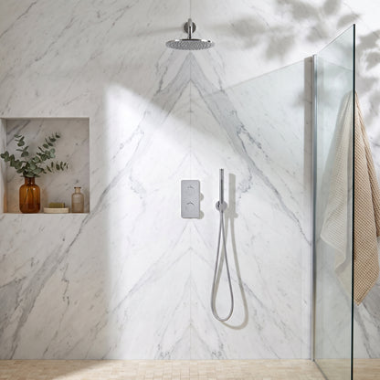 Fairford Element 7 Chrome Concealed Shower Kit with Overhead, Handset and Bracket
