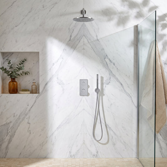 Fairford Element 7 Chrome Concealed Shower Kit with Overhead, Handset and Bracket