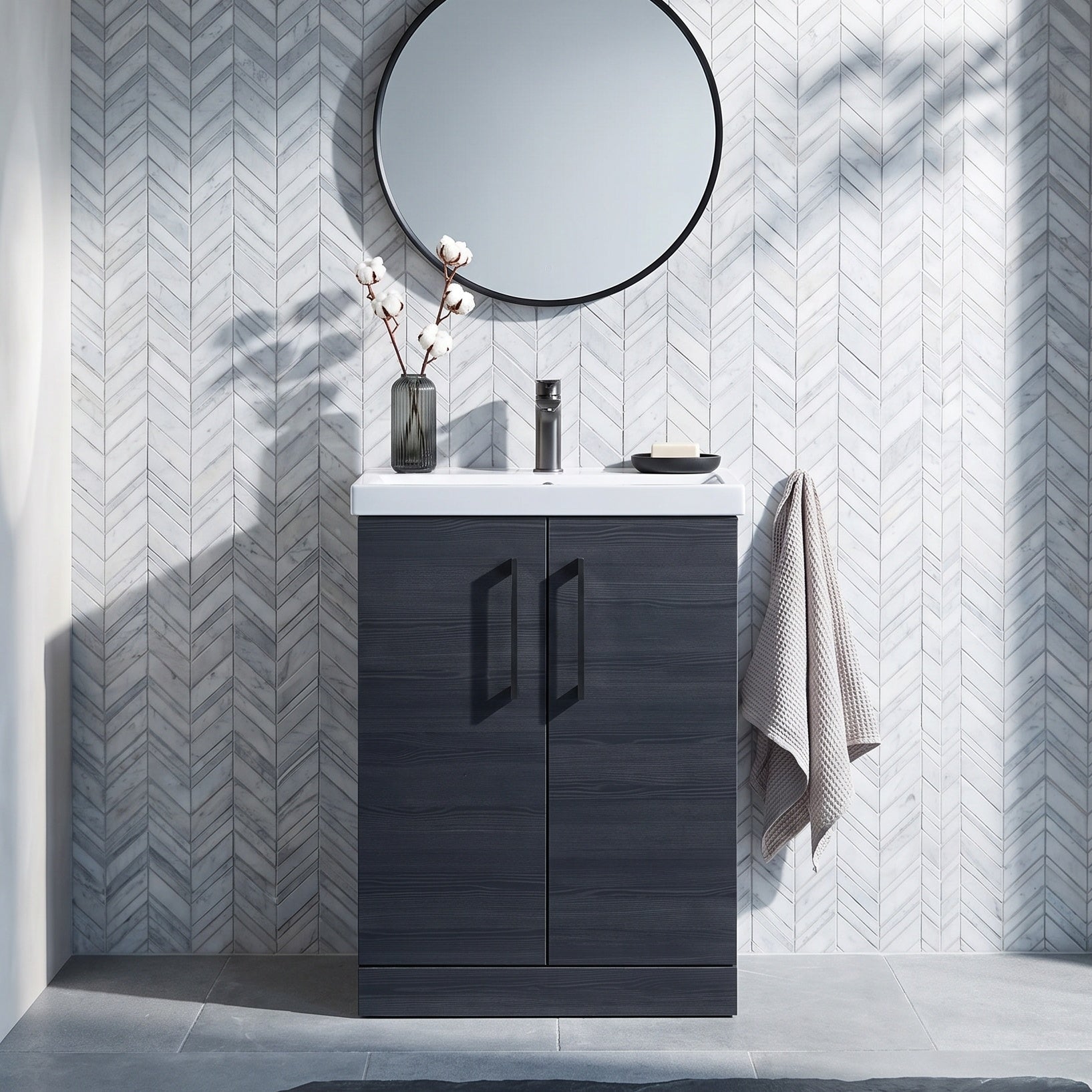Fairford Aspri 2 600mm Charcoal Black Floor Standing Vanity Unit