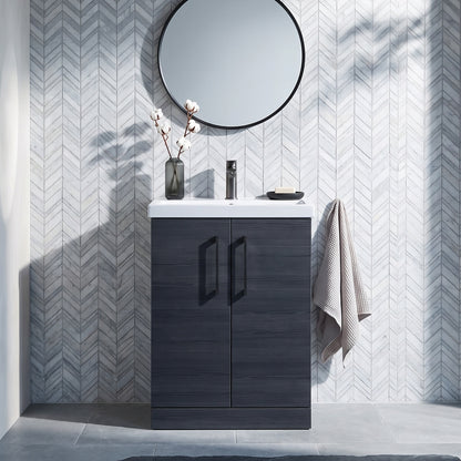 Fairford Aspri 2 600mm Charcoal Black Floor Standing Vanity Unit