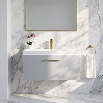 Fairford Aspri Satin Grey 800mm 1 Drawer Wall Hung Vanity Unit