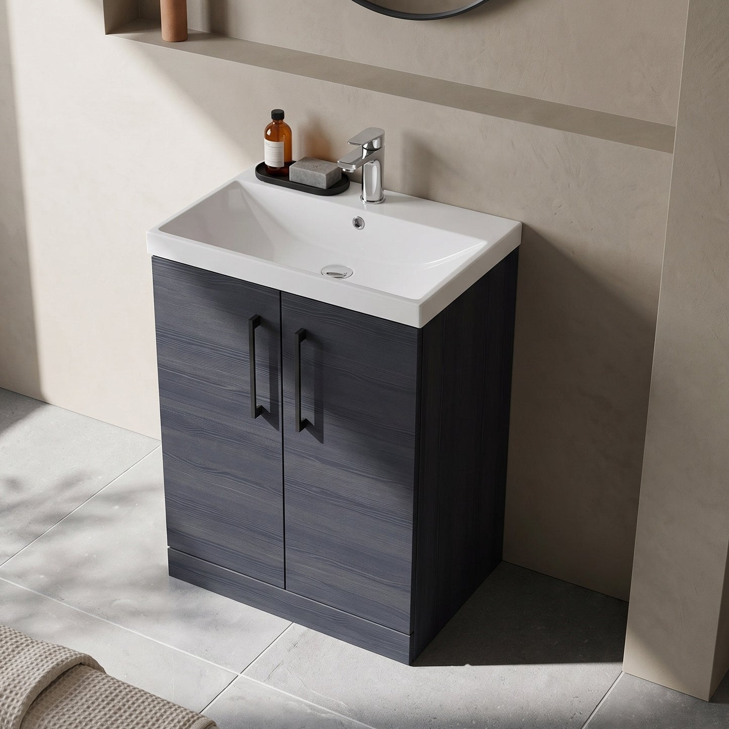 Fairford Aspri 2 600mm Charcoal Black Floor Standing Vanity Unit