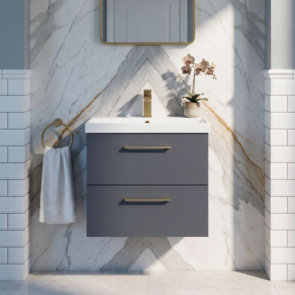 Fairford Aspri Soft Black 600mm 2 Drawer Wall Hung Vanity Unit
