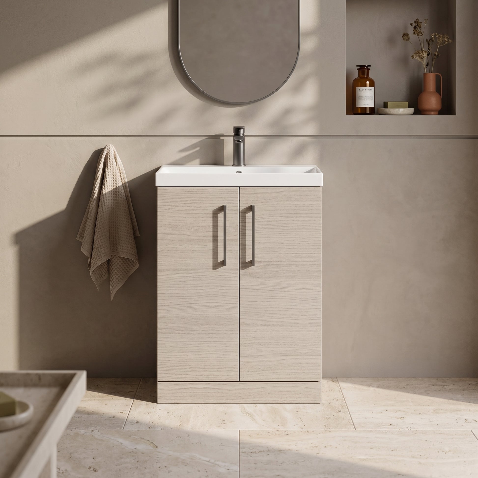 Fairford Aspri 2 600mm Solace Oak Floor Standing Vanity Unit