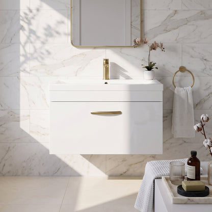 Fairford Carnation 800mm Gloss White Wall Hung 1 Drawer Vanity Unit