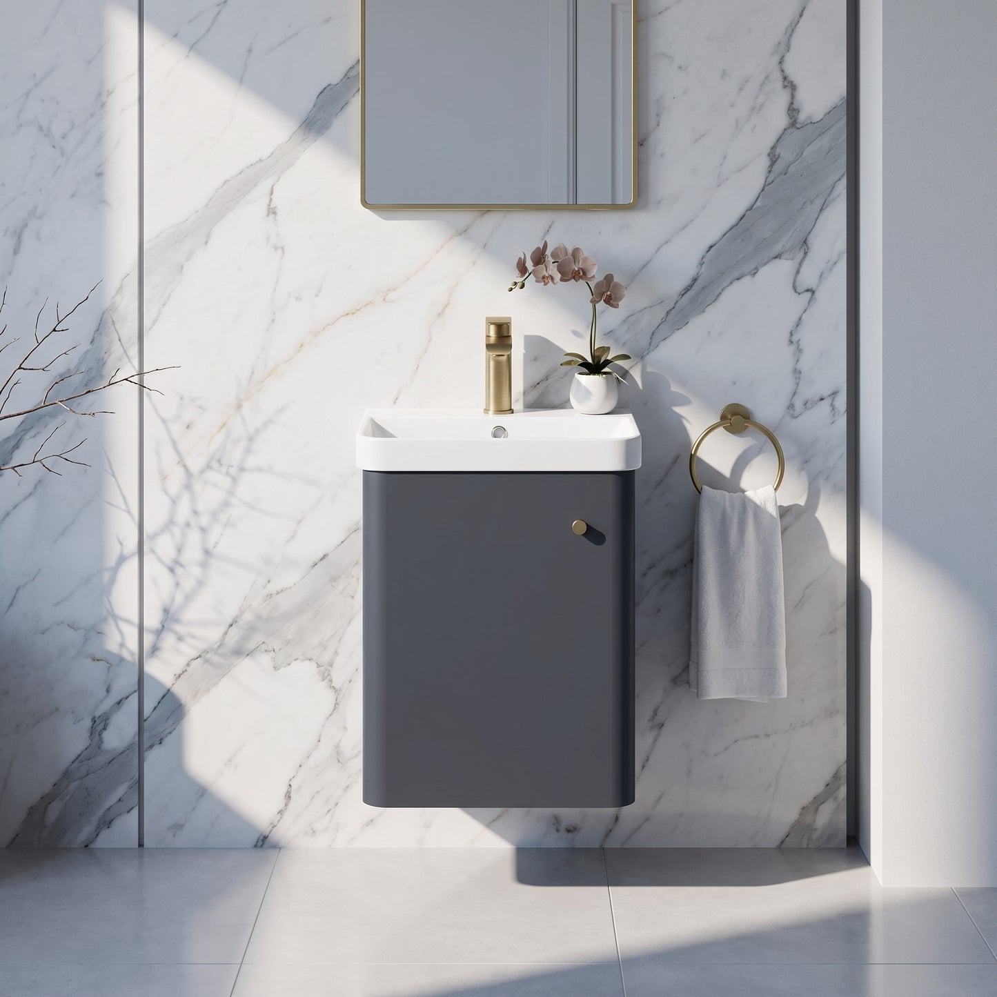 Fairford Crayo 400mm Soft Black Wall Hung Vanity Unit