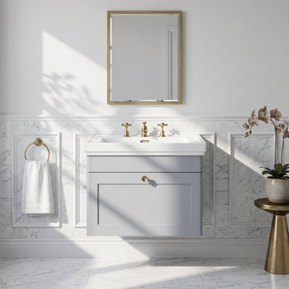 Fairford Laurel 600mm Wall Hung Satin Grey Vanity Unit - 3 Tap Hole