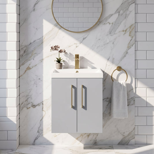 Fairford Aspri Satin Grey 500mm 2 Door Wall Hung Vanity Unit