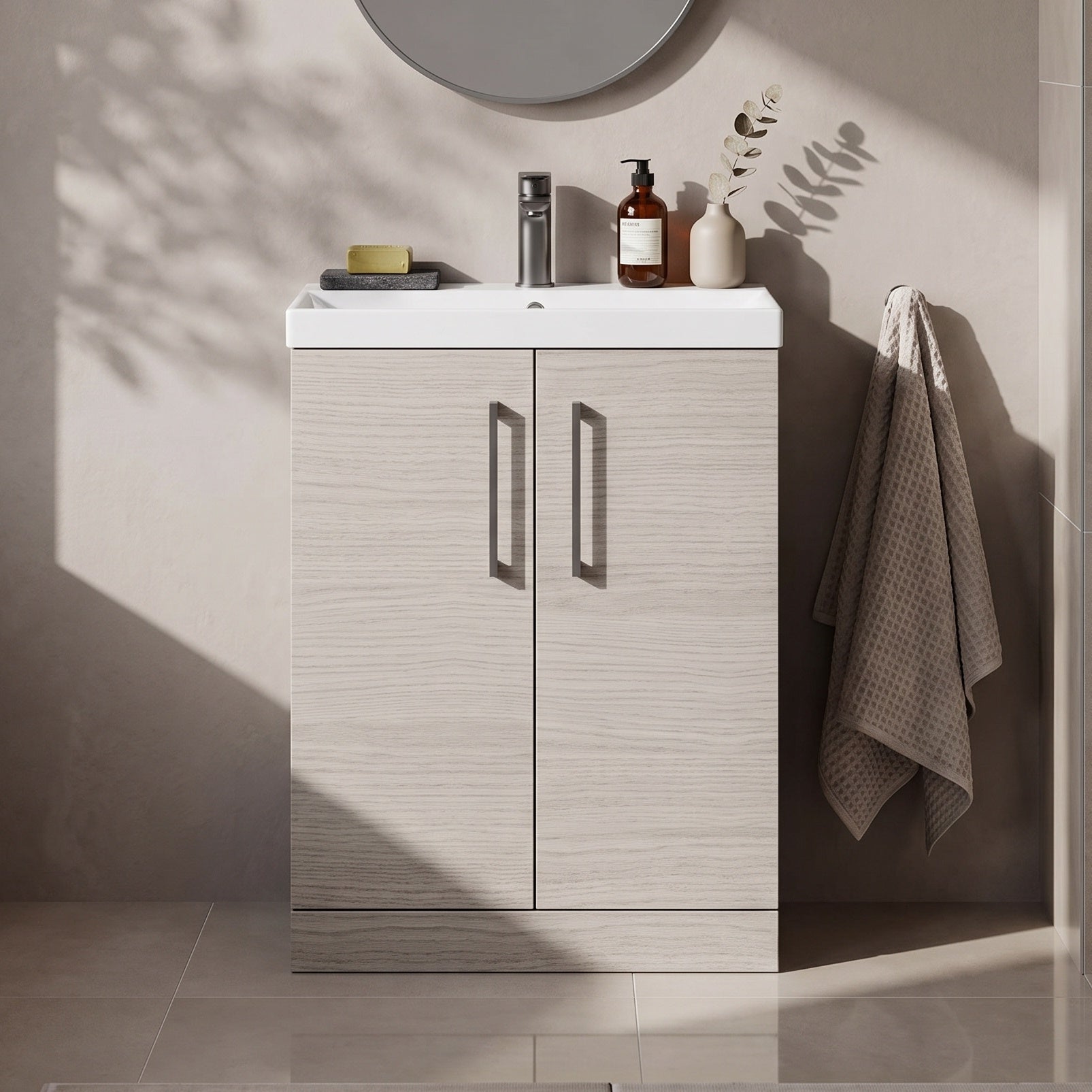 Fairford Aspri 2 600mm Solace Oak Floor Standing Vanity Unit