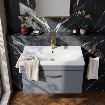 Fairford Carnation 800mm Gloss Grey Wall Hung 1 Drawer Vanity Unit