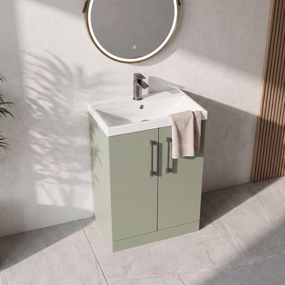 Fairford Aspri 2 600mm Satin Green Floor Standing Vanity Unit