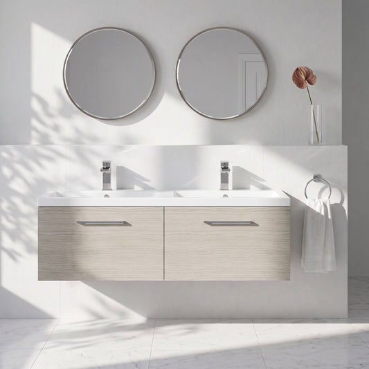 Fairford Aspri Solace Oak 1200mm 2 Drawer Wall Hung Vanity Unit