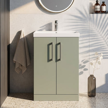 Fairford Aspri 2 600mm Satin Green Floor Standing Vanity Unit