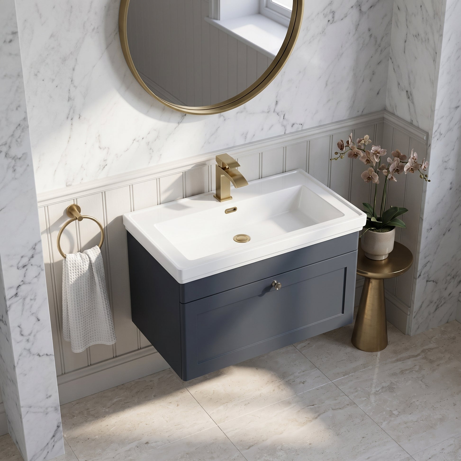 Fairford Laurel 800mm Wall Hung Satin Anthracite Vanity Unit - 1 Tap Hole