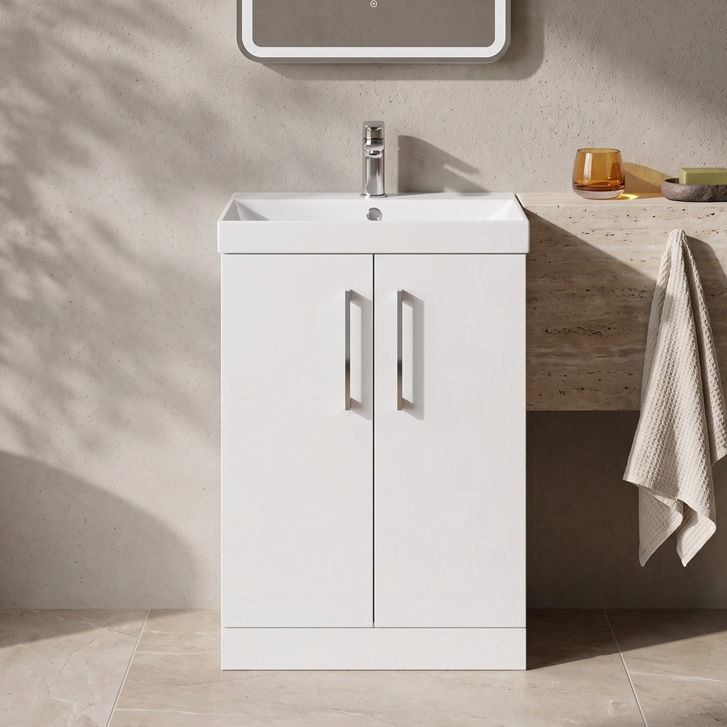 Fairford Aspri 2 600mm Gloss White Floor Standing Vanity Unit