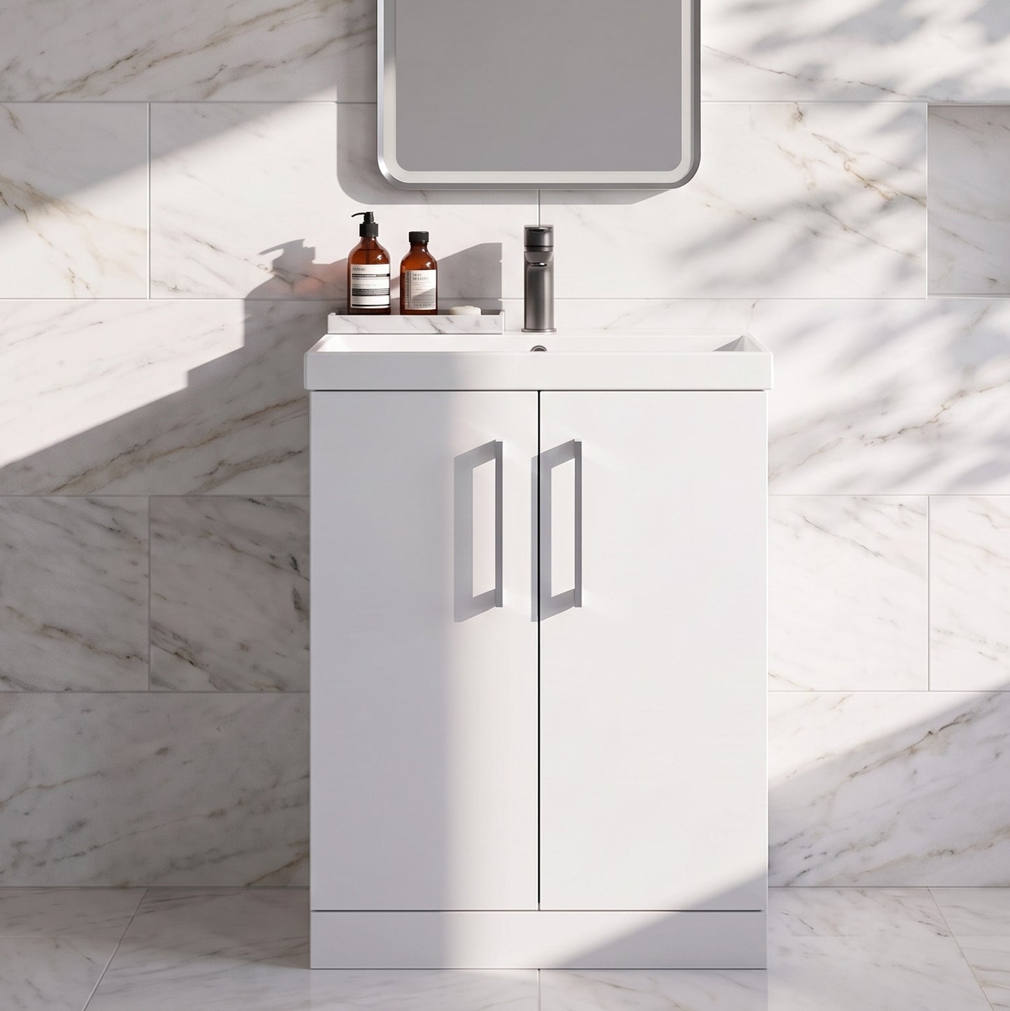 Fairford Aspri 2 600mm Gloss White Floor Standing Vanity Unit