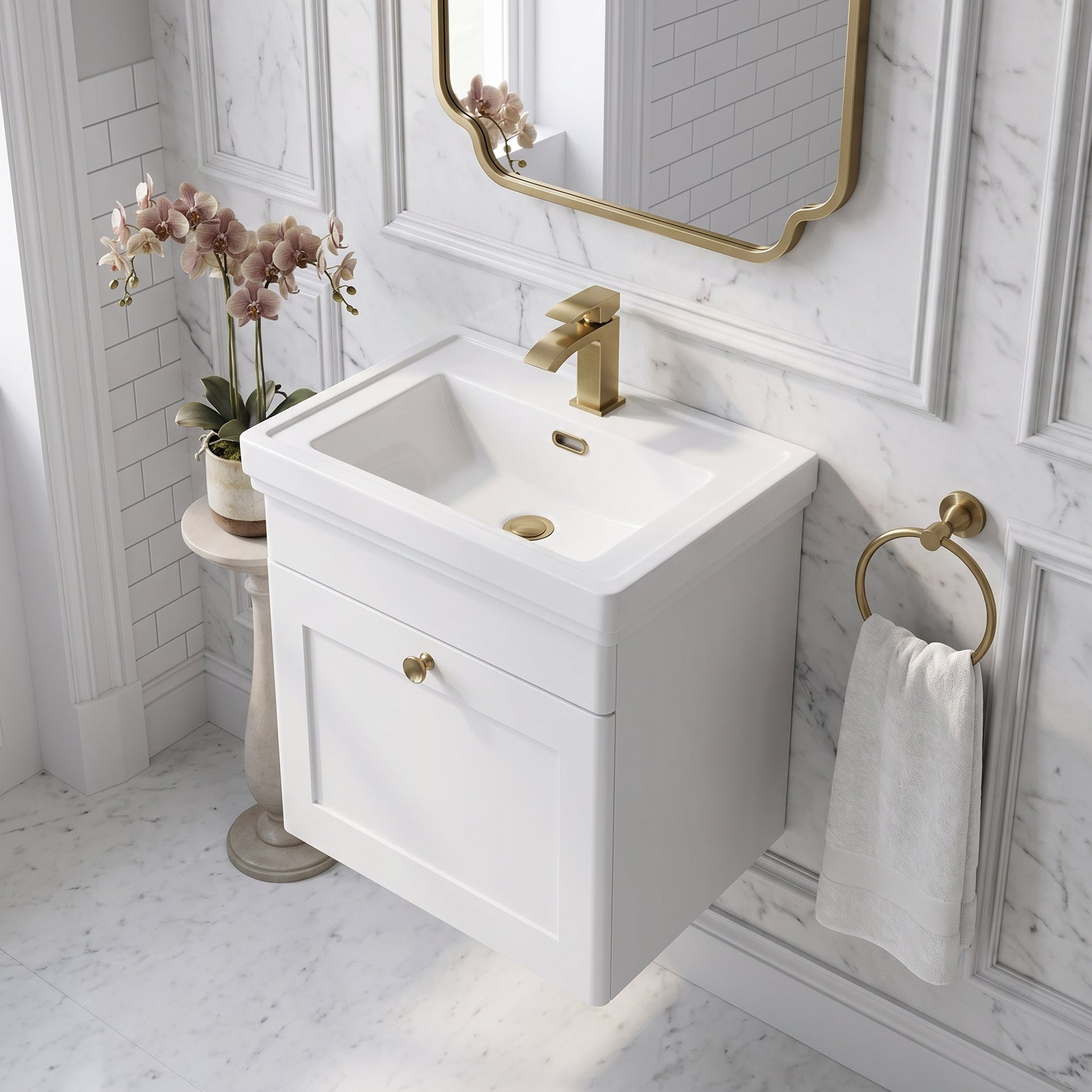Fairford Laurel 500mm Wall Hung Satin White Vanity Unit - 1 Tap Hole
