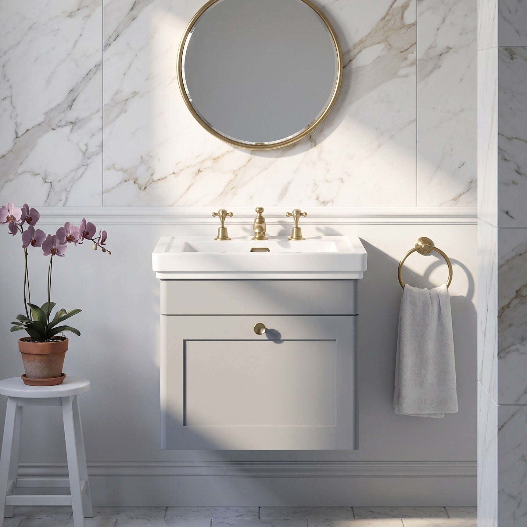 Fairford Laurel 500mm Wall Hung Satin Grey Vanity Unit - 3 Tap Hole