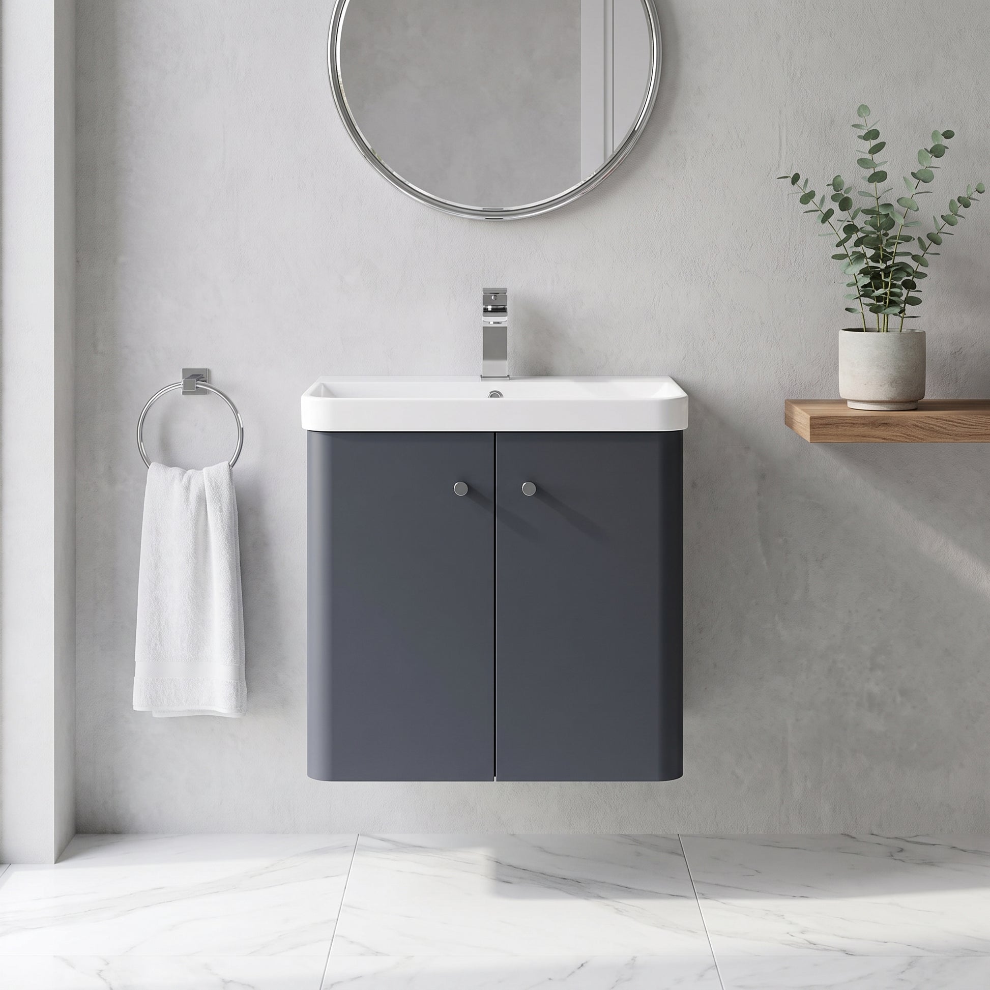 Fairford Crayo 600mm Soft Black Wall Hung Vanity Unit