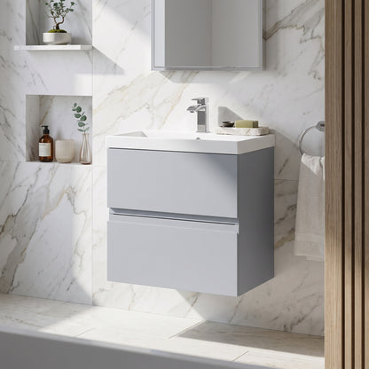 Fairford Finesse 500mm Satin Grey Wall Hung Vanity Unit
