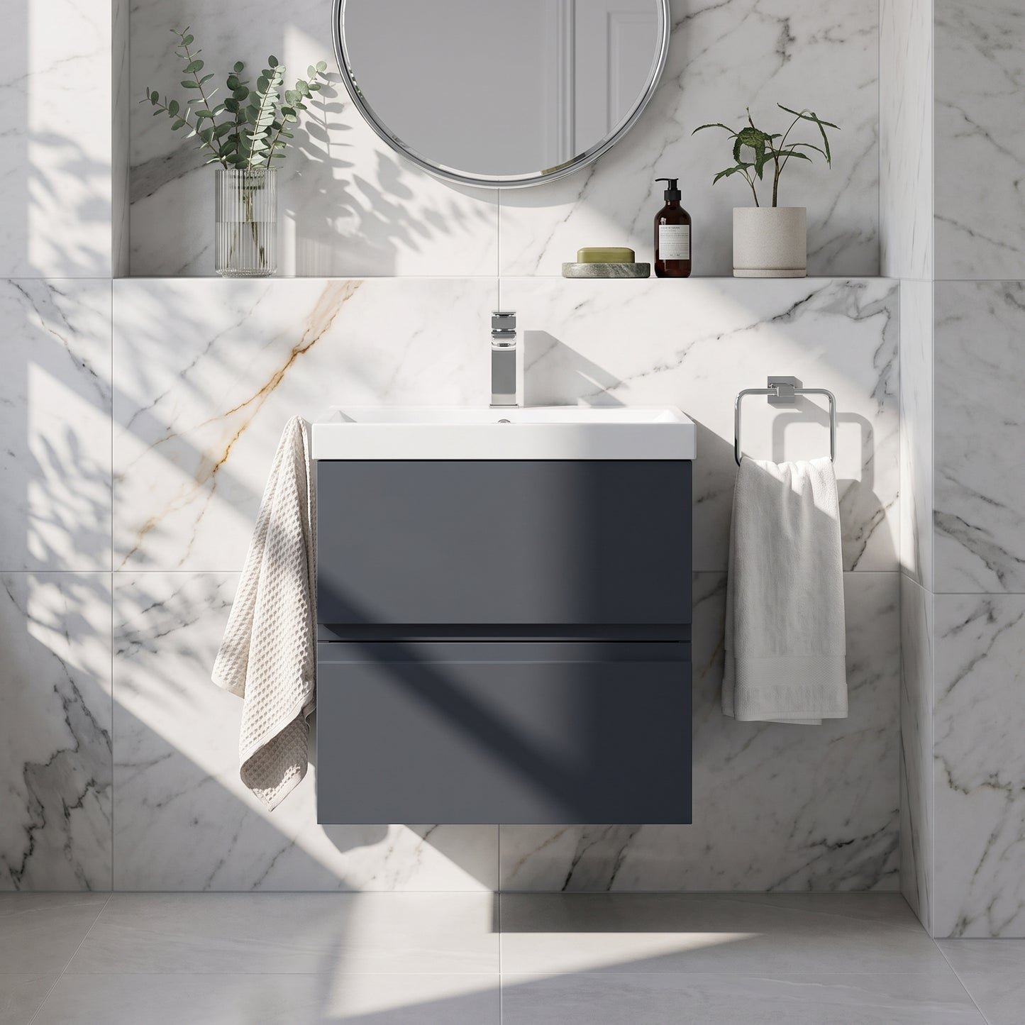 Fairford Finesse 500mm Soft Black Wall Hung 2-Drawer Vanity Unit