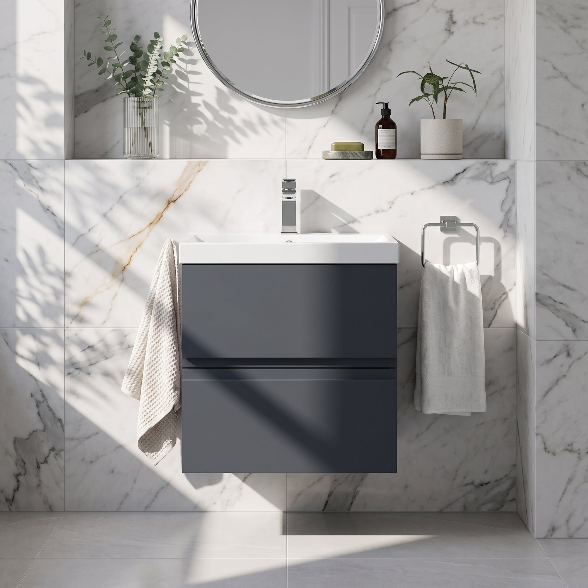 Fairford Finesse 500mm Soft Black Wall Hung 2-Drawer Vanity Unit