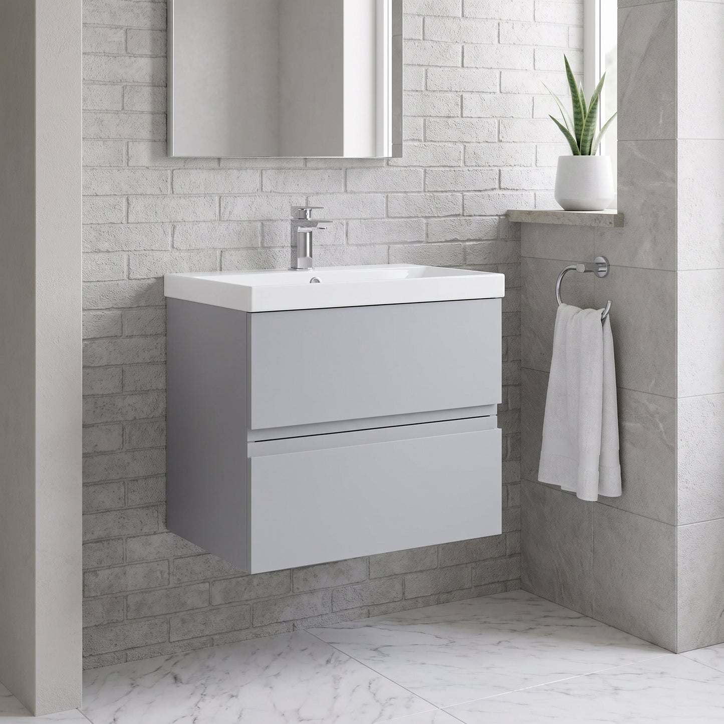 Fairford Finesse 600mm Satin Grey Wall Hung Vanity Unit