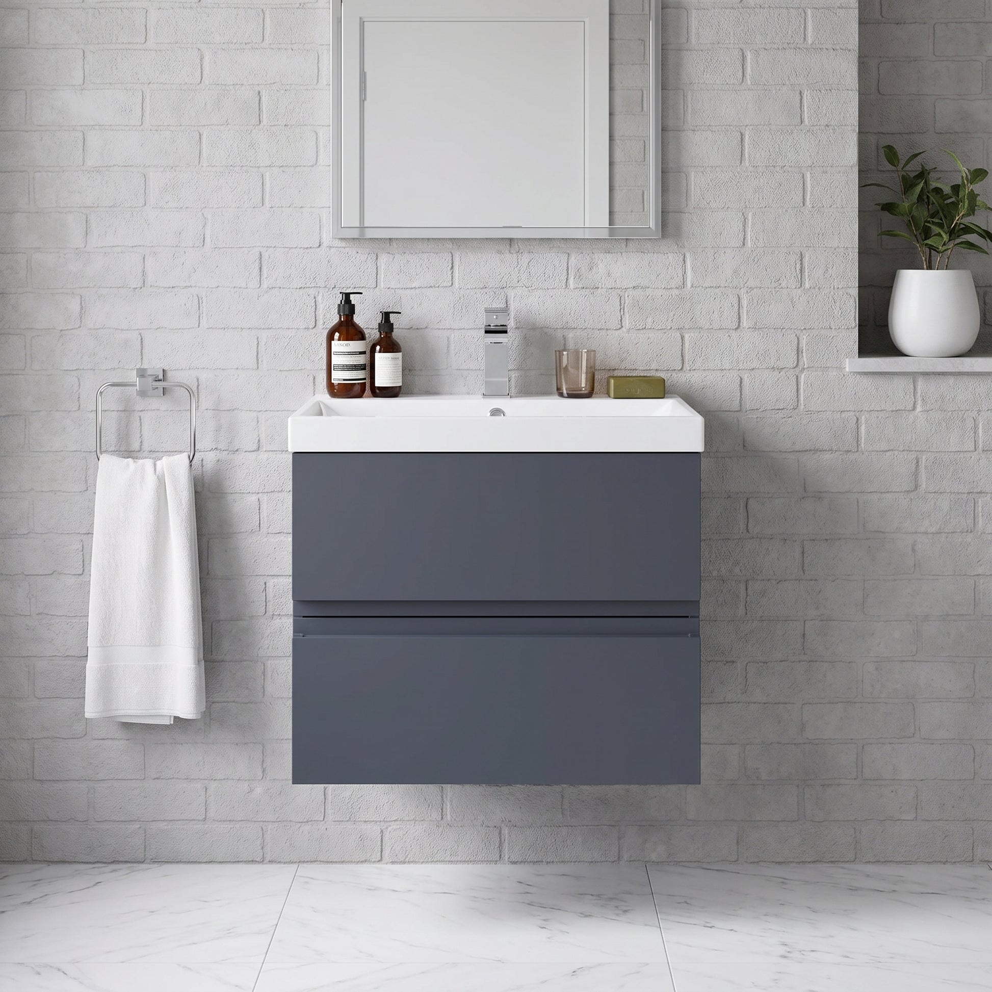Fairford Finesse 600mm Soft Black Wall Hung 2-Drawer Vanity Unit