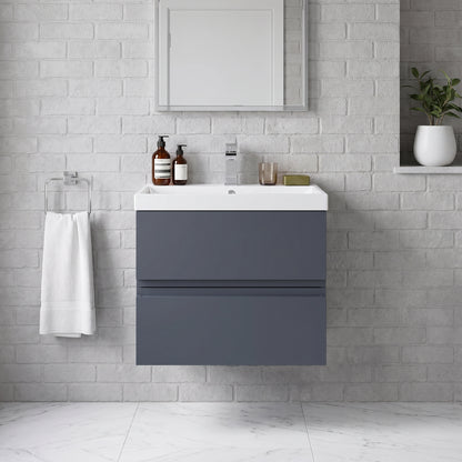 Fairford Finesse 600mm Soft Black Wall Hung 2-Drawer Vanity Unit